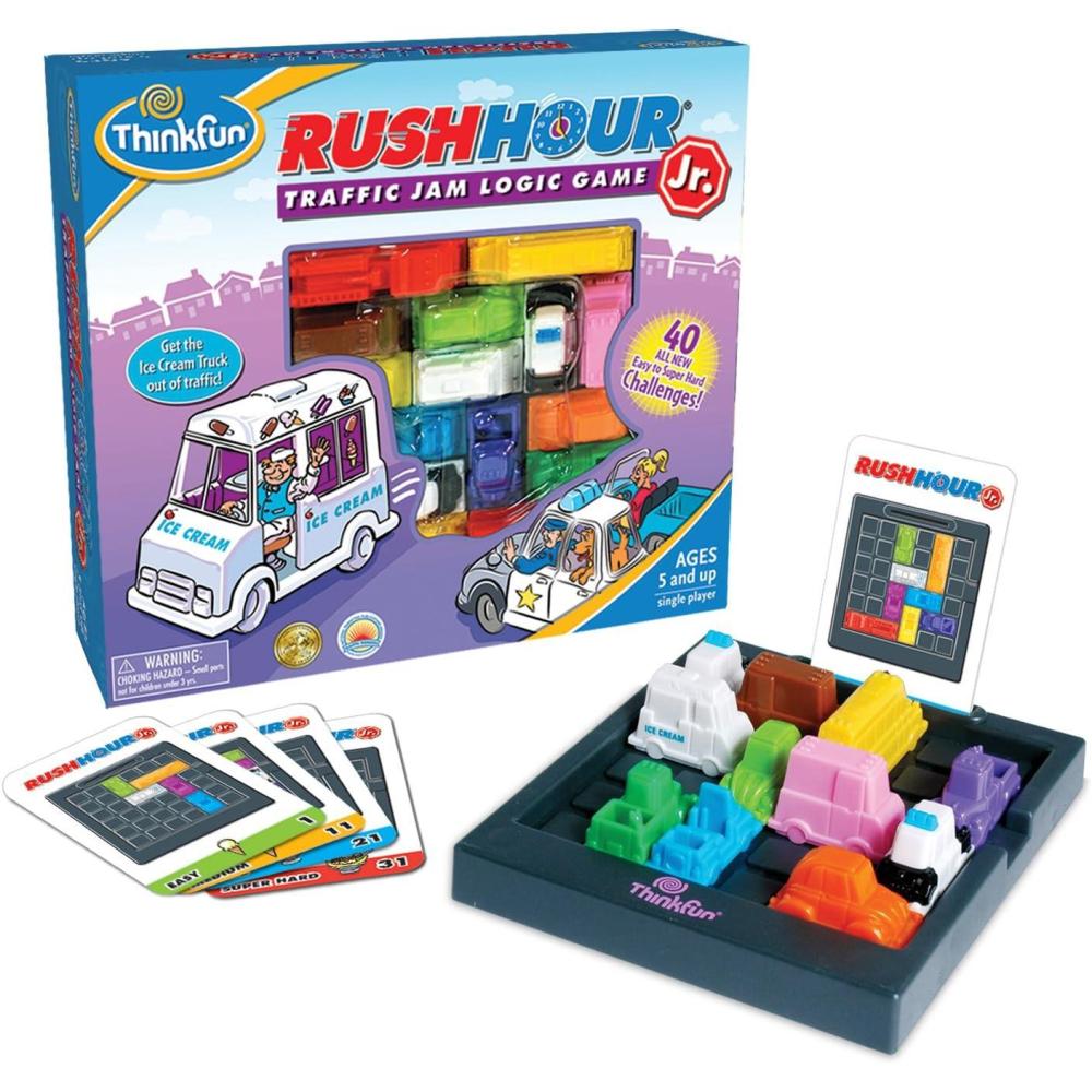 ThinkFun Rush Hour Junior – Classic Traffic Jam Logic Game – New Look for 2024 – STEM Toy for Kids – Engaging Puzzles for Ages 5 and Up – Junior Edition – MESH Accredited(Rush Hour Jr)