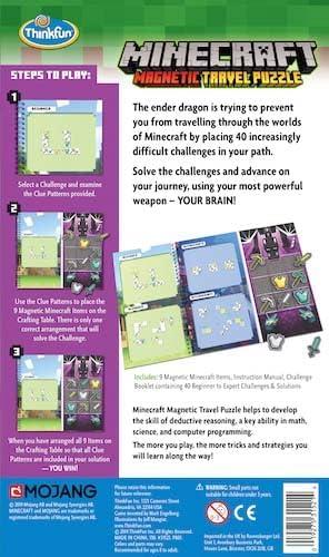 ThinkFun Minecraft Magnetic Travel Puzzle Logic Game & STEM Toy For Kids Ages 8 & Up