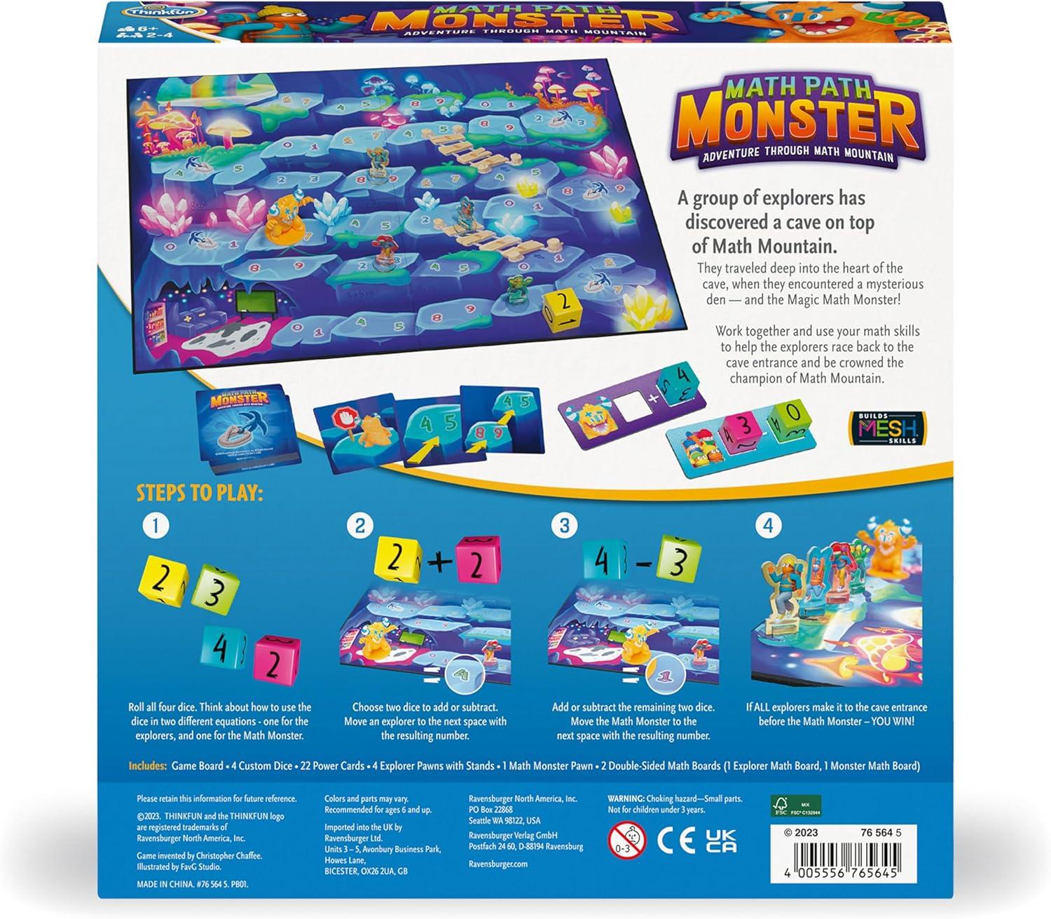 ThinkFun Math Path Monster – Engaging Cooperative Board Game – Enhances STEM Skills – Fosters Teamwork – Exciting Counting Adventure for Kids and Adults – MESH Accredited