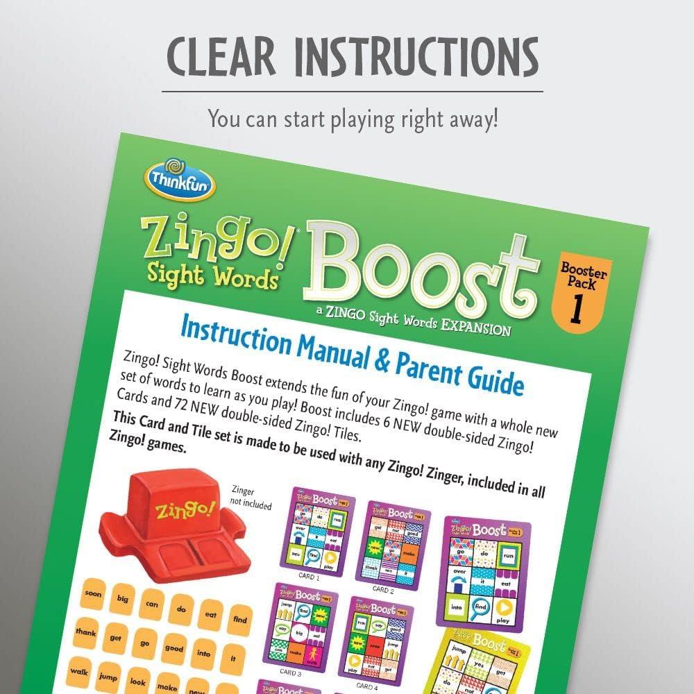 Think Fun Zingo  Sight Words Boost – Engaging Brain Game | Expansive Vocabulary Builder | Stimulates Memory & Concentration | for Kids Aged 4 and Up | Expansion Pack (76472)