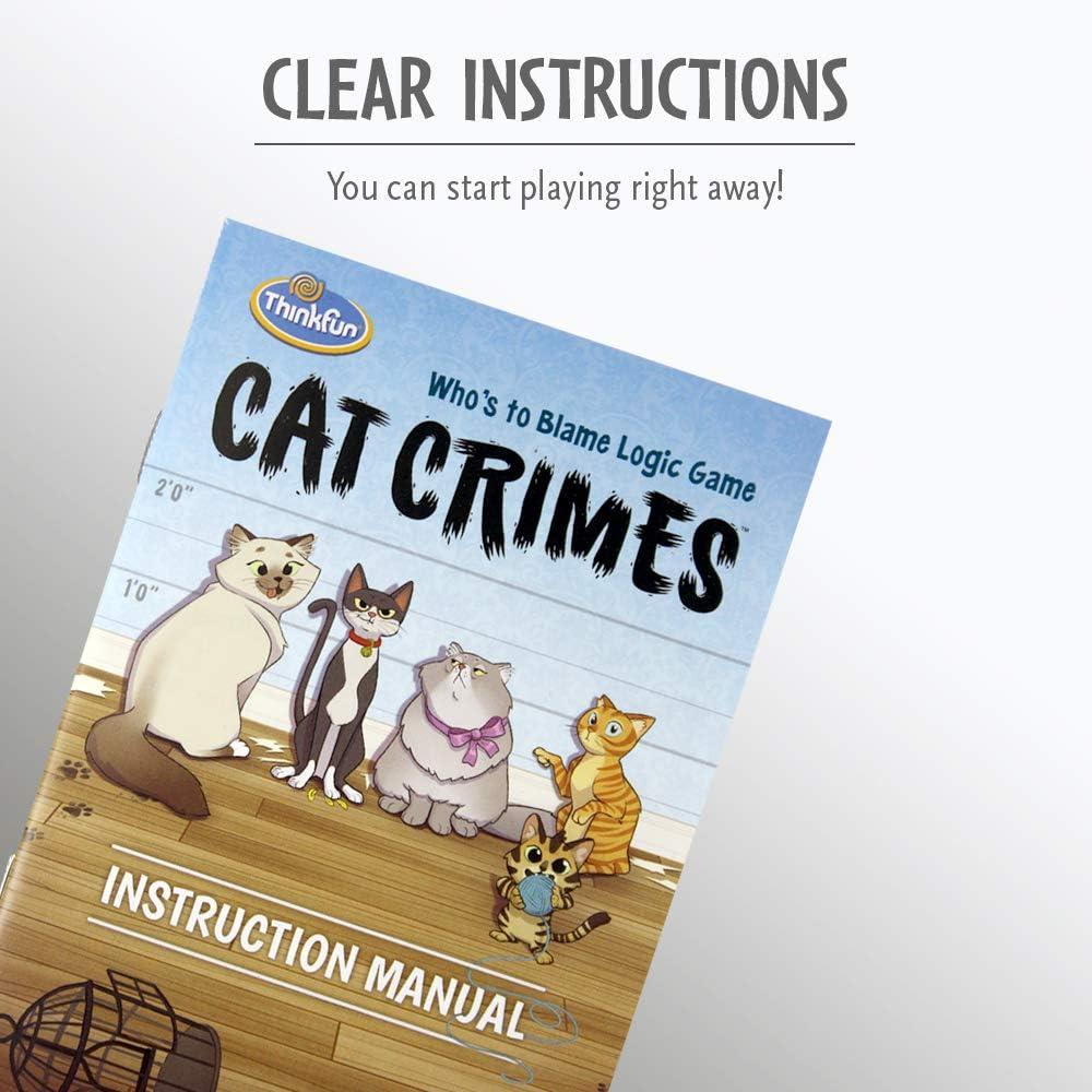 Think Fun Cat Crimes Brain Game and Brainteaser for Boys and Girls Age 8 and Up – A Smart Game with a Fun Theme and Hilarious Artwork, (1550)
