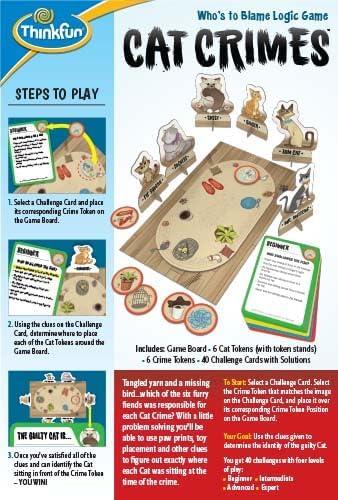 Think Fun Cat Crimes Brain Game and Brainteaser for Boys and Girls Age 8 and Up – A Smart Game with a Fun Theme and Hilarious Artwork, (1550)