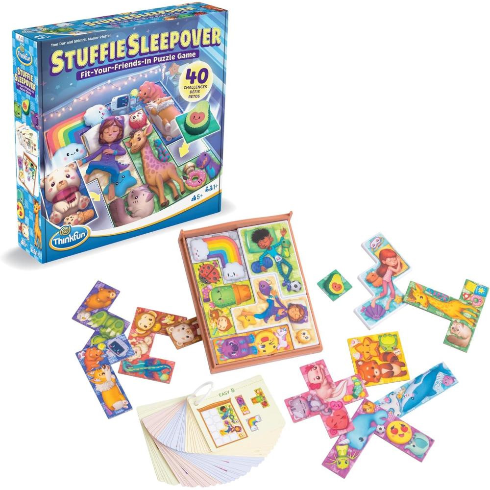 ThinkFun Stuffie Sleepover Logic Game: 40 Challenges for Kids 5+
