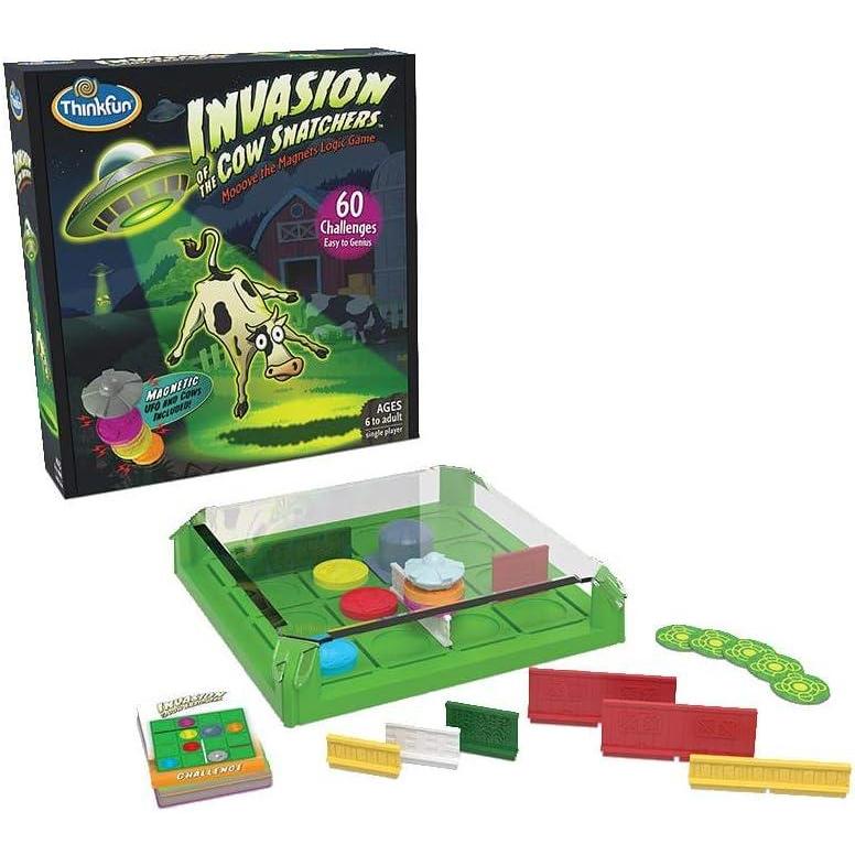Think Fun Invasion of the Cow Snatchers STEM Toy and Logic Game for Boys and Girls Age 6 and Up – A Magnet Maze Logic Puzzle, Multi, (1021)(Standard)