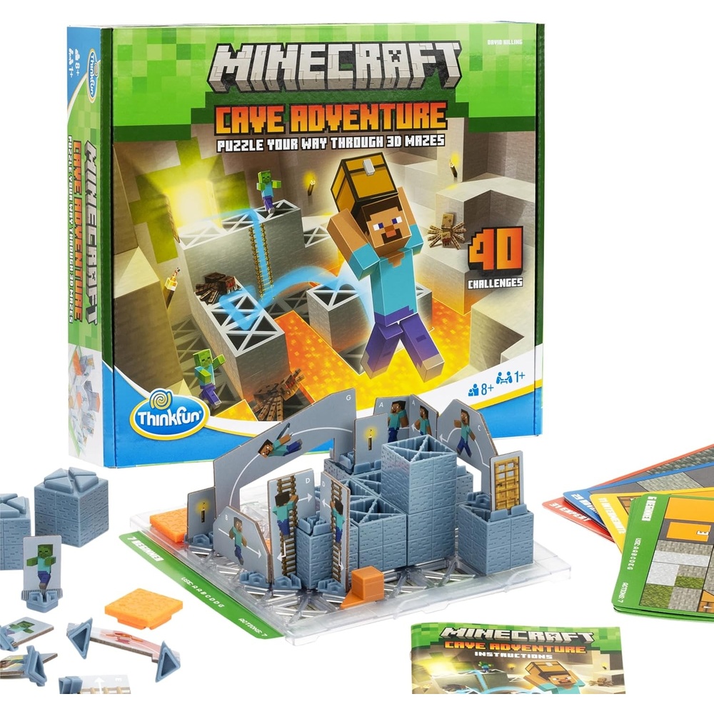 ThinkFun Minecraft Cave Adventure | Screen-Free Strategy Puzzle Game | 40 Logic Challenges | Ages 8+