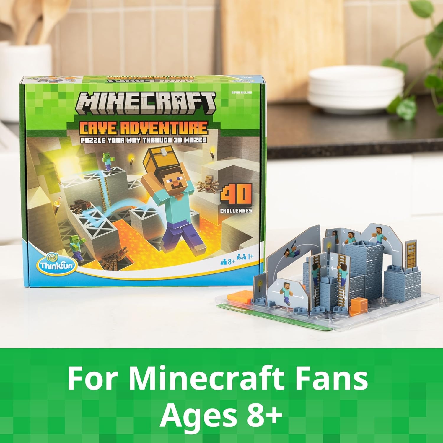 ThinkFun Minecraft Cave Adventure | Screen-Free Strategy Puzzle Game | 40 Logic Challenges | Ages 8+