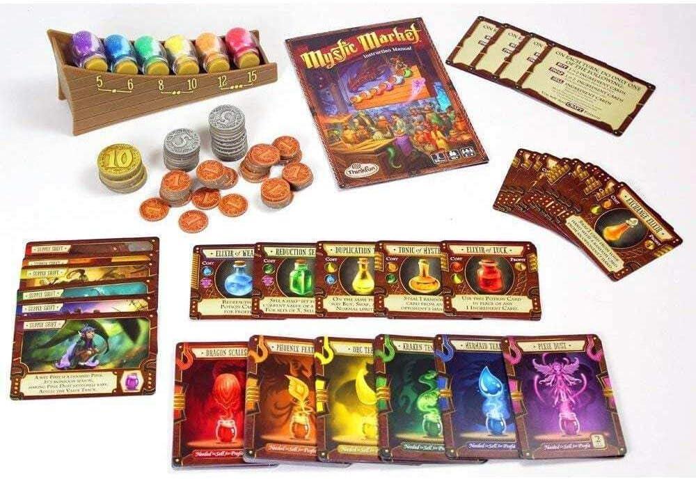ThinkFun Mystic Market Strategy Card Game For 2-4 Players Ages 10 and Up – An Exciting Fast Paced Game Perfect for Both Families and Gamers, Multi