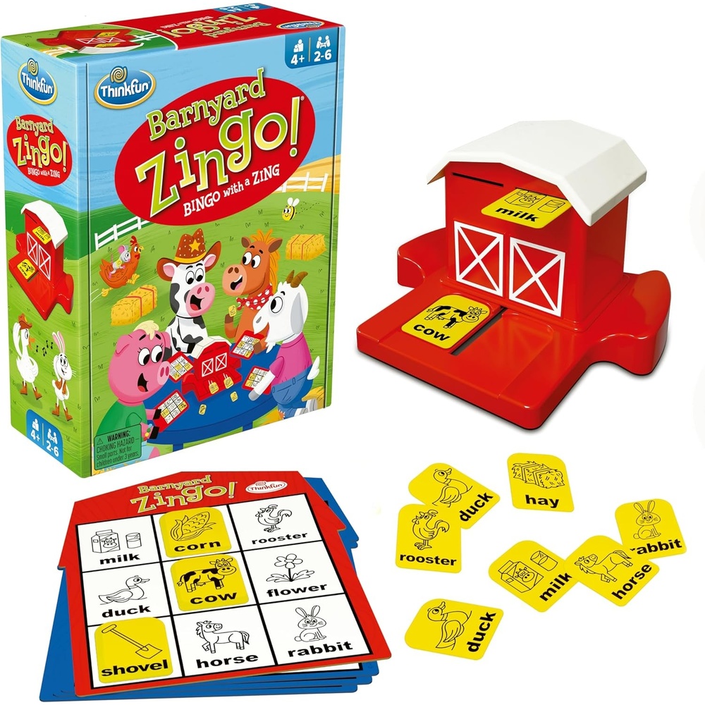 ThinkFun Barnyard Zingo  – Farm-Themed Preschool Bingo Game – Award-Winning Zingo  for Pre-Readers & Early Readers – Ages 4+