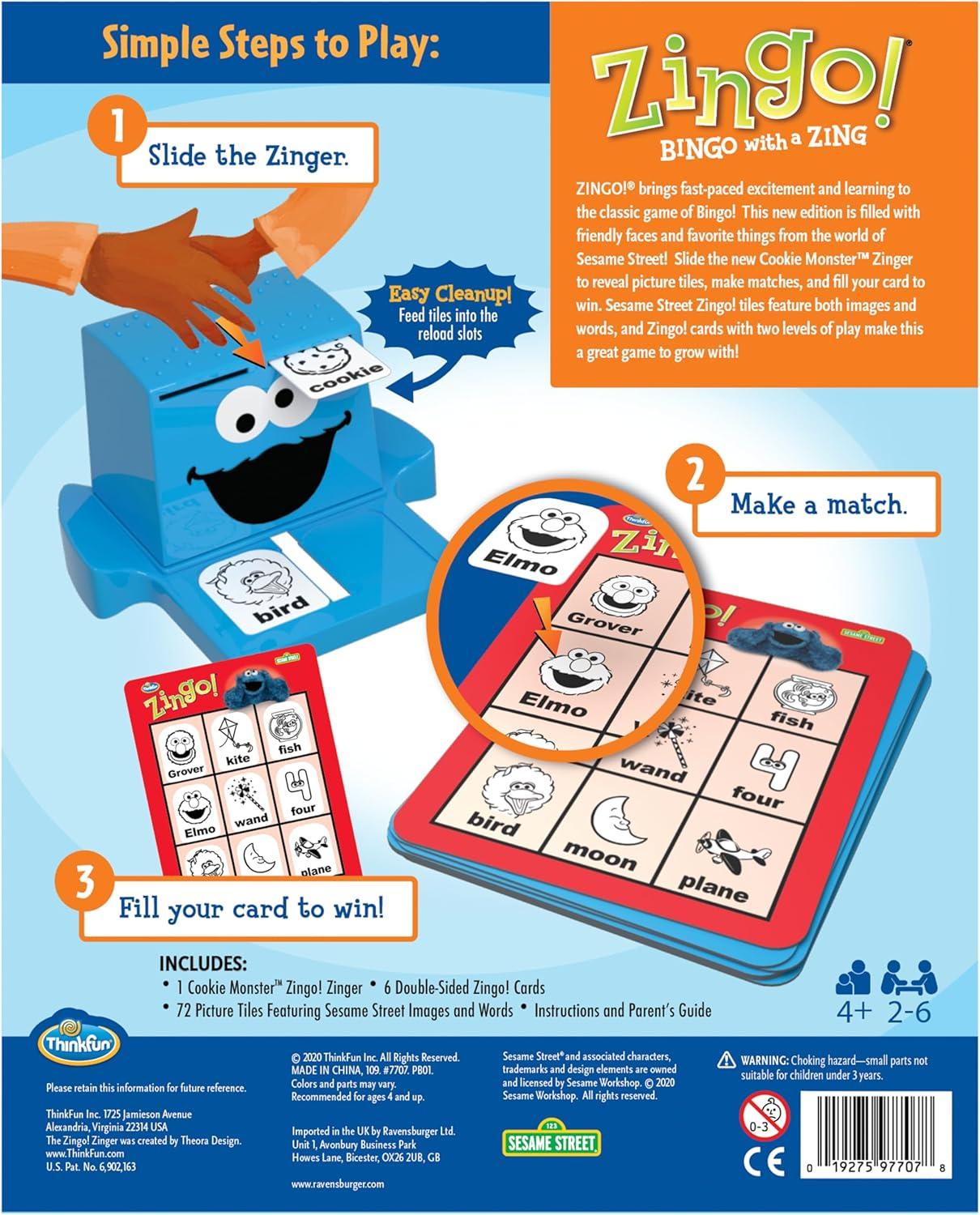ThinkFun Sesame Street Zingo  Build Language Skills with All Your Favorite Sesame Street Characters. for Ages 4+(ThinkFun Sesame Street Zingo  Build Language Skills with All Your Favorite Sesame Street Characters. for Ages 4+)