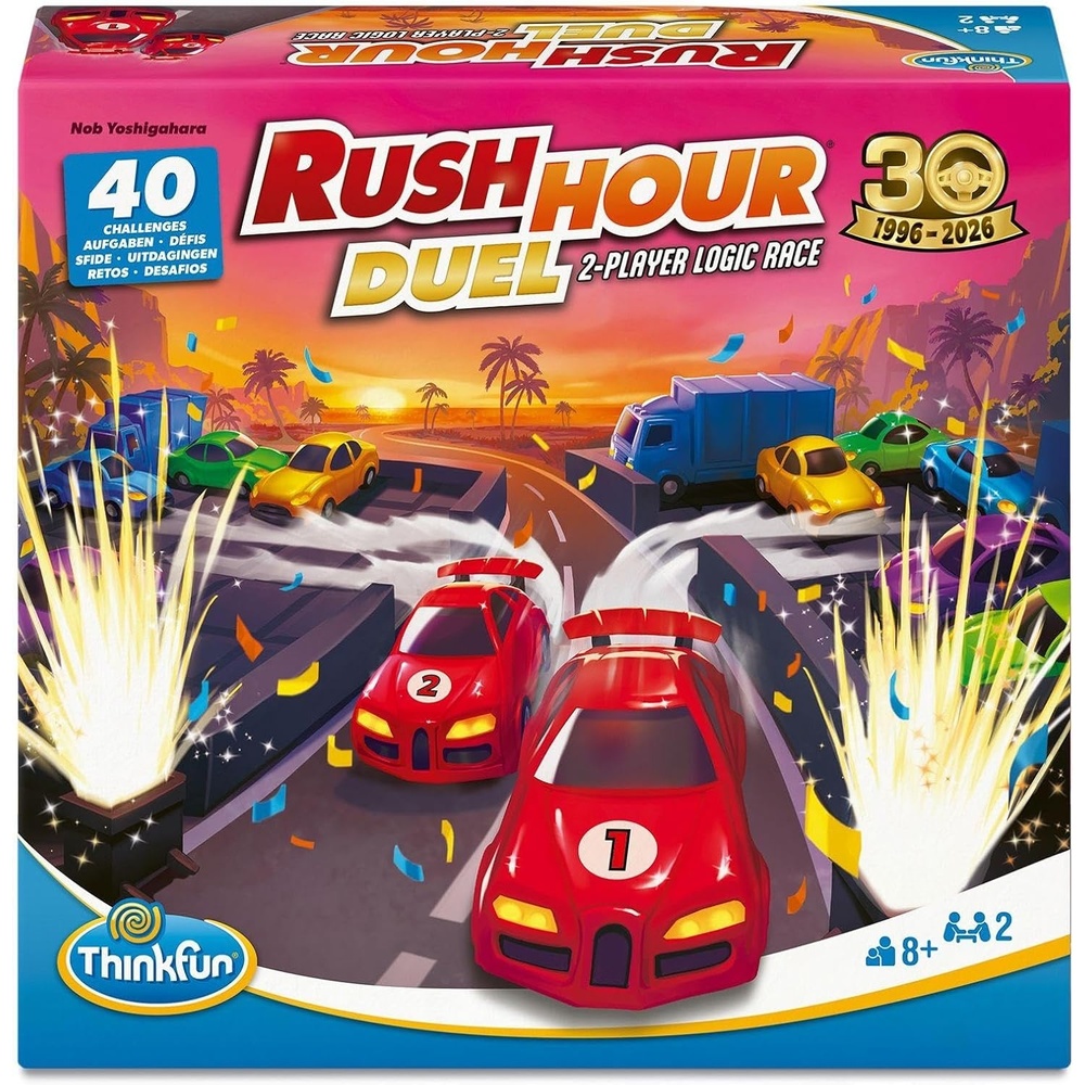 ThinkFun Rush Hour Traffic Jam 2-Player Logic Game – 30th Anniversary Edition – Head-to-Head Race – Ages 8+
