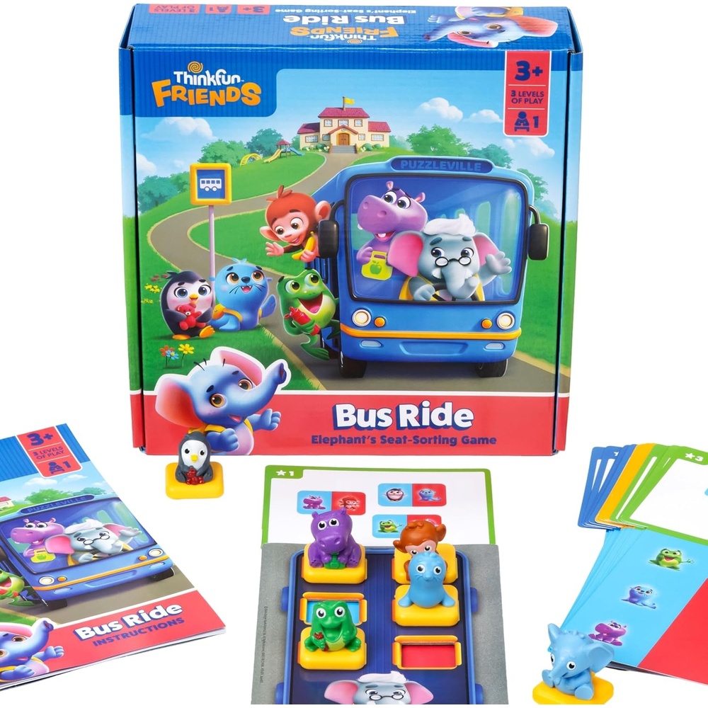 ThinkFun Friends: Bus Ride – Positional Sorting Puzzle for Preschoolers – Promotes Hands-On Learning – Ages 3+