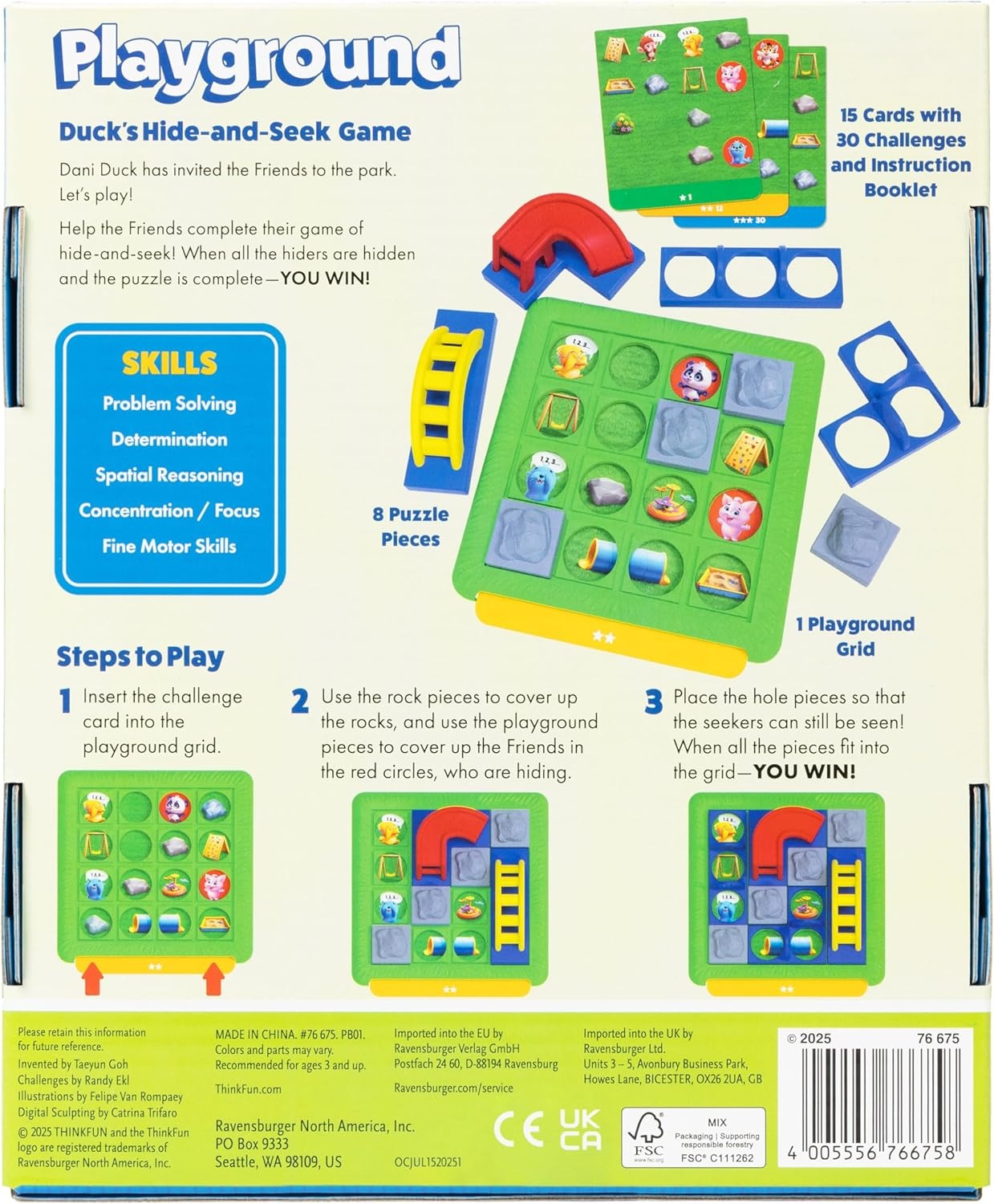 ThinkFun Friends: Playground – Hide & Seek Puzzle Game for Preschoolers – 30 Challenges for Problem-Solving Fun – Ages 3+