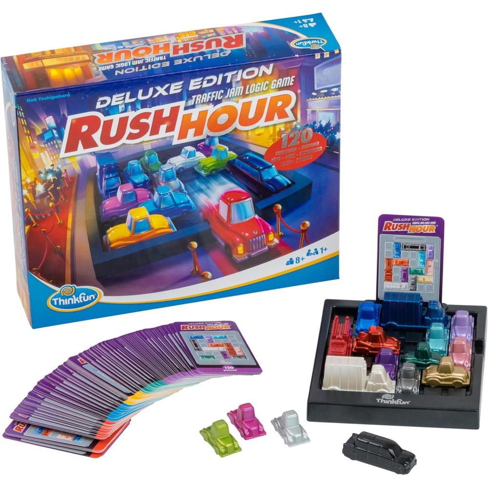 ThinkFun Rush Hour Deluxe – The Gamer’s Logic Game | Navigate 120 Traffic Challenges with Collector’s Edition Limo and Metallic Design | Ages 8+(New Packaging)
