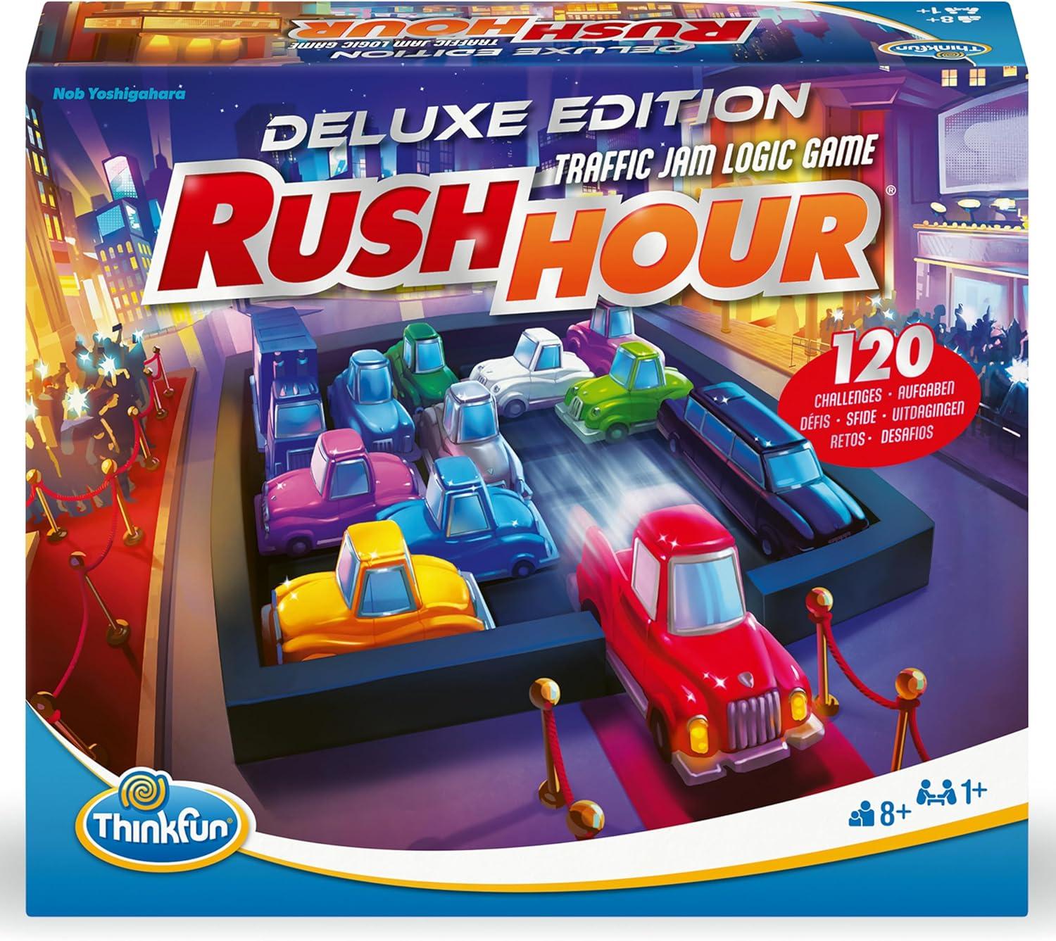 ThinkFun Rush Hour Deluxe – The Gamer’s Logic Game | Navigate 120 Traffic Challenges with Collector’s Edition Limo and Metallic Design | Ages 8+(New Packaging)