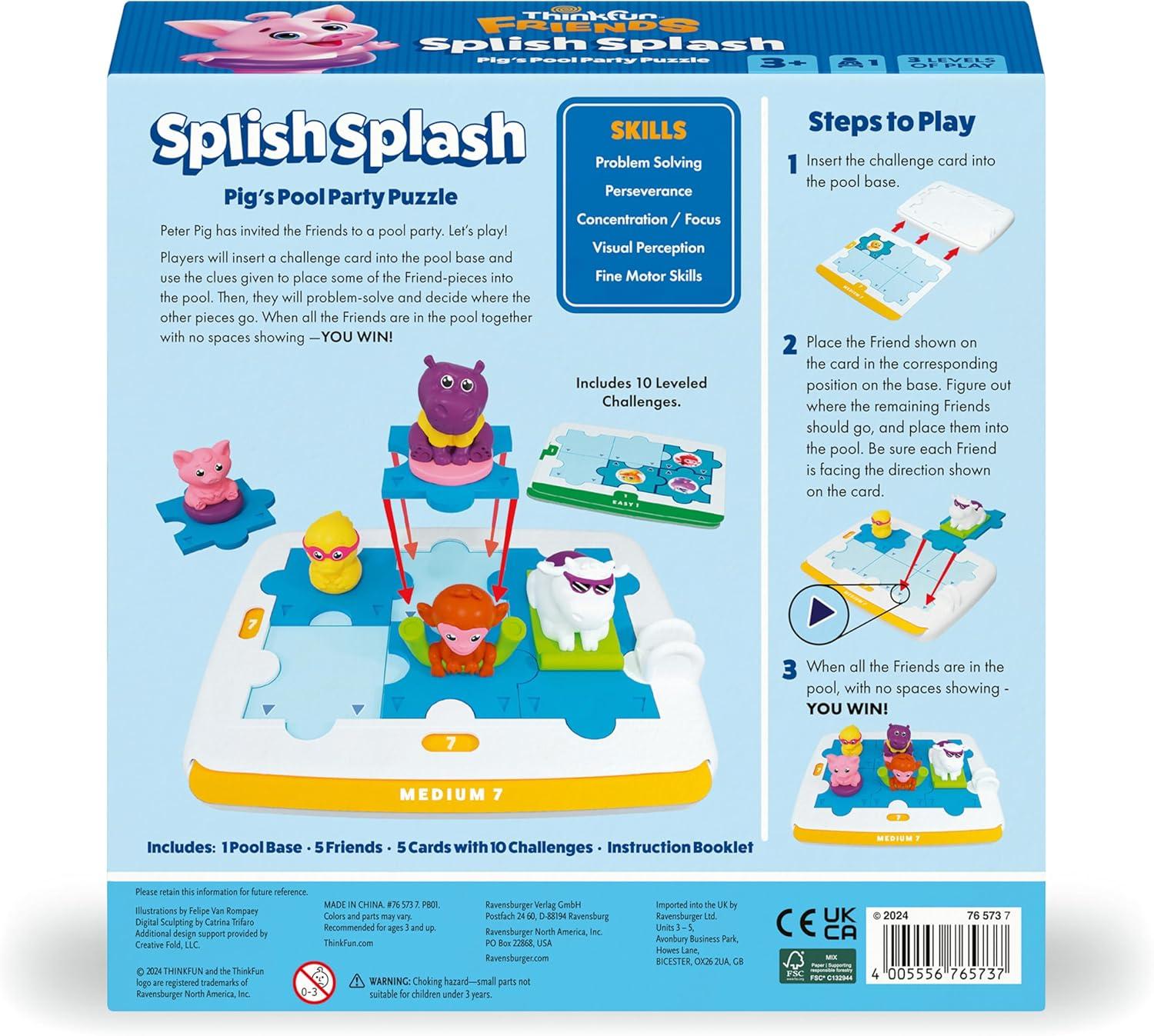 ThinkFun Friends Splish Splash: Preschool Logic and Problem-Solving Game for Kids – Fun Educational Toy for Ages 3+ – Perfect for Early Learning and Skill Development – MESH Accredited