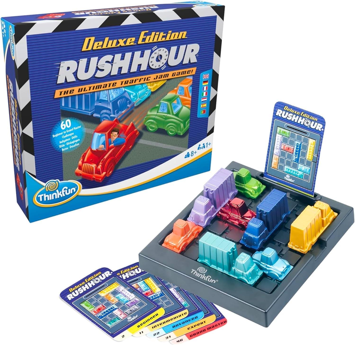 ThinkFun Rush Hour Deluxe – The Gamer’s Logic Game | Navigate 120 Traffic Challenges with Collector’s Edition Limo and Metallic Design | Ages 8+(Original Packaging)