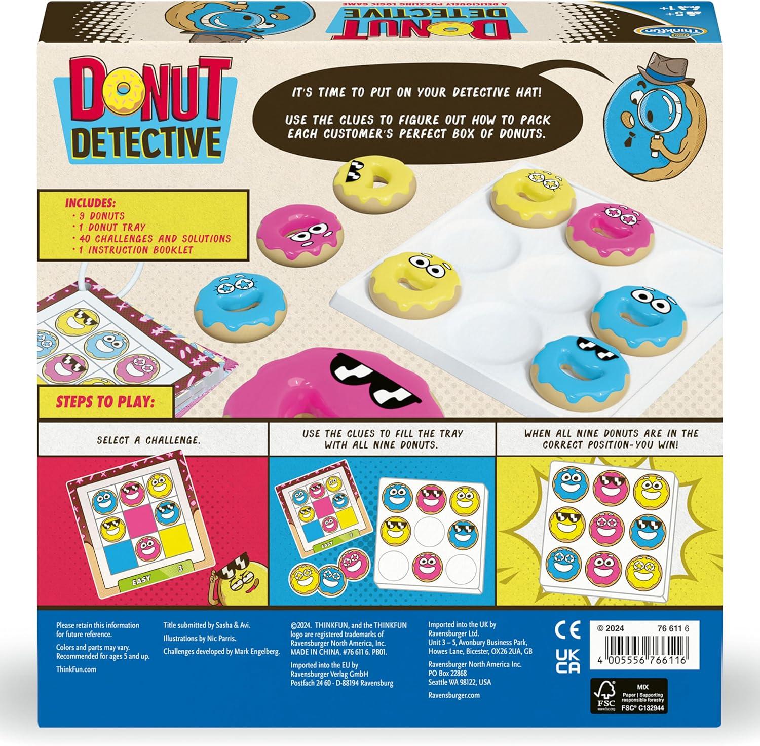 ThinkFun Donut Detective – A Deliciously Puzzling Logic Game | Strengthens Problem-Solving Skills with 40 Challenging Puzzles | Ages 8+