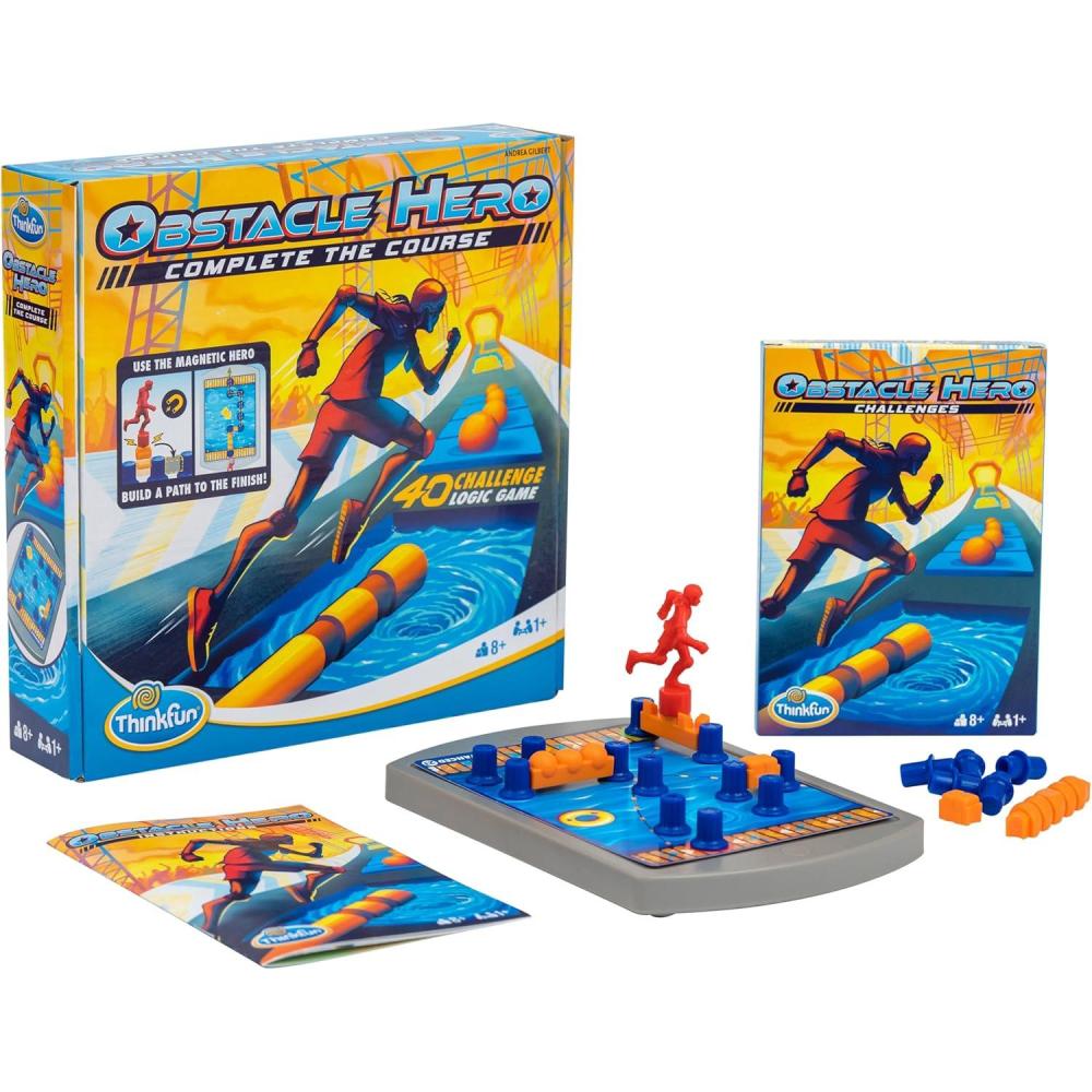 ThinkFun Obstacle Hero – Magnetic Logic Game | 40 Easy to Expert Challenges | Build Routes, Lift Obstacles, and Test Mental Agility |for Ages 8+