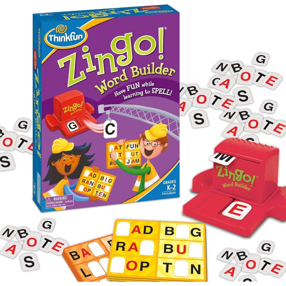 ThinkFun 7706-T Zingo Word Builder Early Reading Game – Award Winning Game for Pre-Readers and Early Readers(ThinkFun Zingo Word Builder – Classic Early Reading Game | Enhances Vocabulary & Spelling Skills | Award-Winning Educational Toy for Kids and Adult