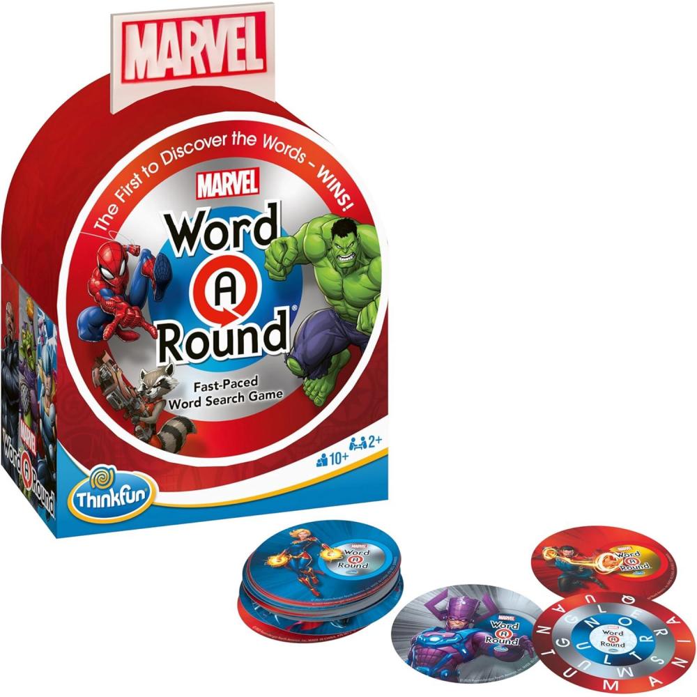 ThinkFun’s Marvel WordARound: Read The Word Around The Card Trivia Game for 10+.
