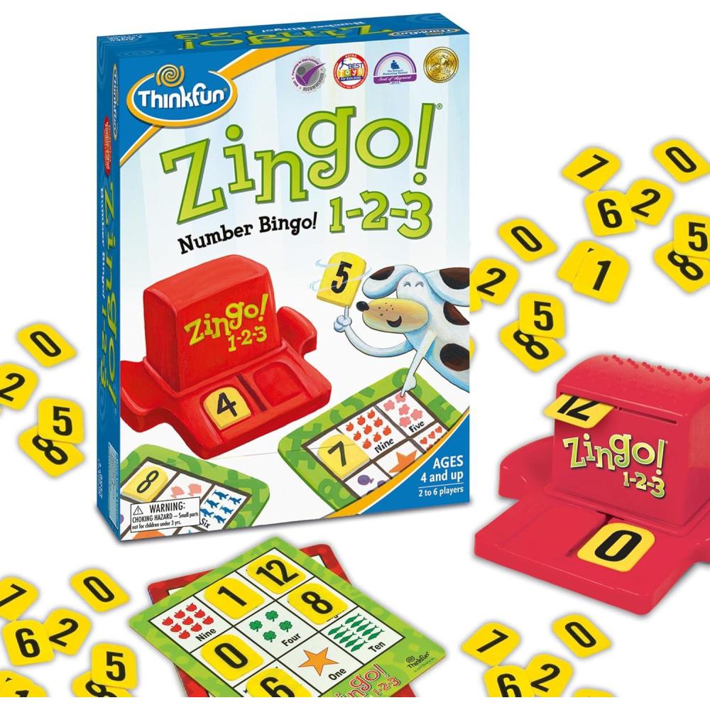 Think Fun Zingo 1-2-3(ThinkFun Zingo 1-2-3 Number Bingo Game | Perfect for Kids Aged 4 and Up | Award-Winning Toy of the Year Nominee)