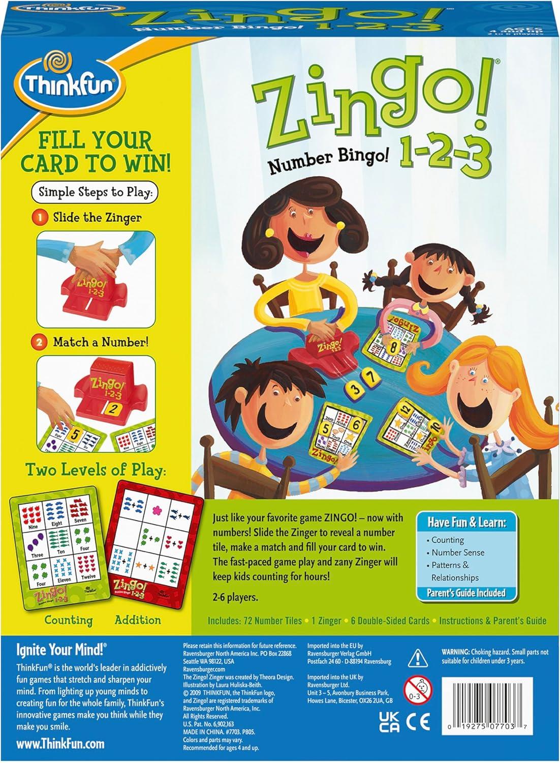 Think Fun Zingo 1-2-3(ThinkFun Zingo 1-2-3 Number Bingo Game | Perfect for Kids Aged 4 and Up | Award-Winning Toy of the Year Nominee)