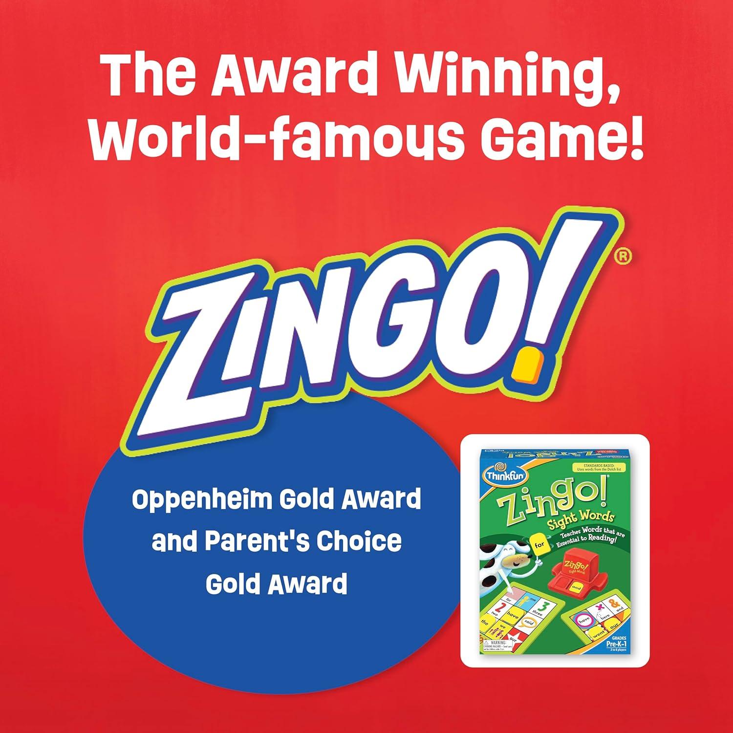 Think Fun Zingo  Sight Words,(ThinkFun Zingo Sight Words Game – Award-Winning Educational Toy | Sight Words Flash Cards Kindergarten Alternative | Learn to Read Game for Pre-K to 2nd Grade | STEM Toy for 5 Year Old | Multicolor)