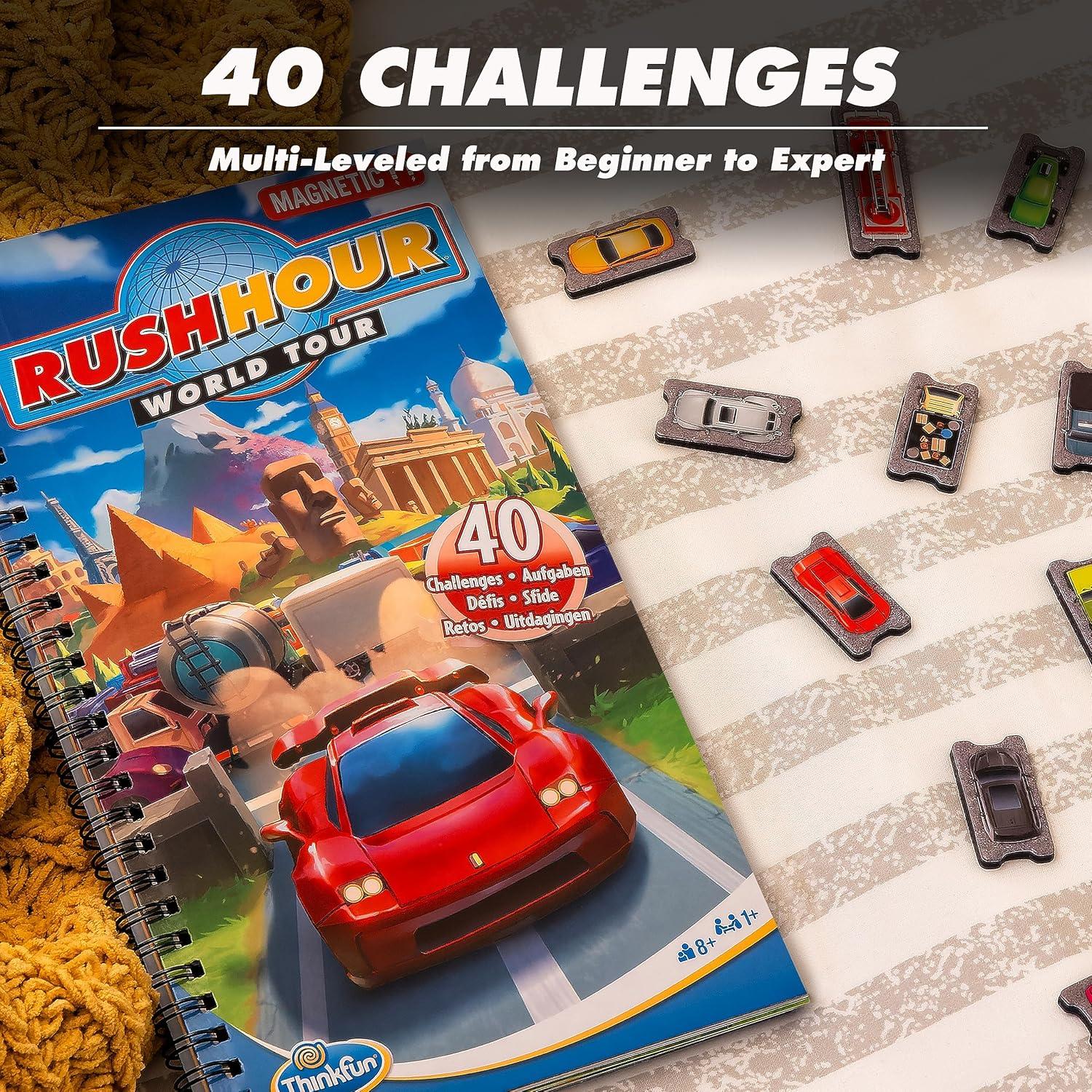 ThinkFun Rush Hour World Tour Magnetic Travel Puzzle – Embark on a Global Adventure of Logic and Strategy in a Compact Travel Edition