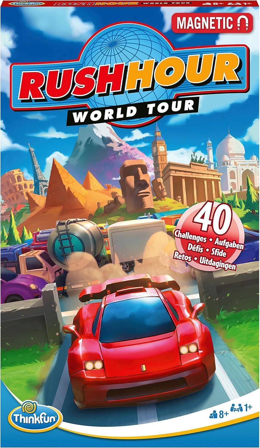 ThinkFun Rush Hour World Tour Magnetic Travel Puzzle – Embark on a Global Adventure of Logic and Strategy in a Compact Travel Edition