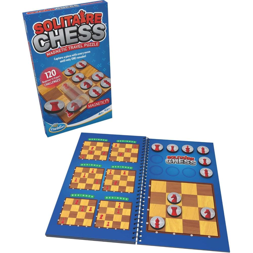 ThinkFun Solitaire Chess Magnetic Travel Puzzle – Engaging Logic Game & STEM Toy for Kids & Adults | Enhances Problem-Solving & Strategic Thinking | Ideal for Age 8 and Up | Travel-Friendly Design