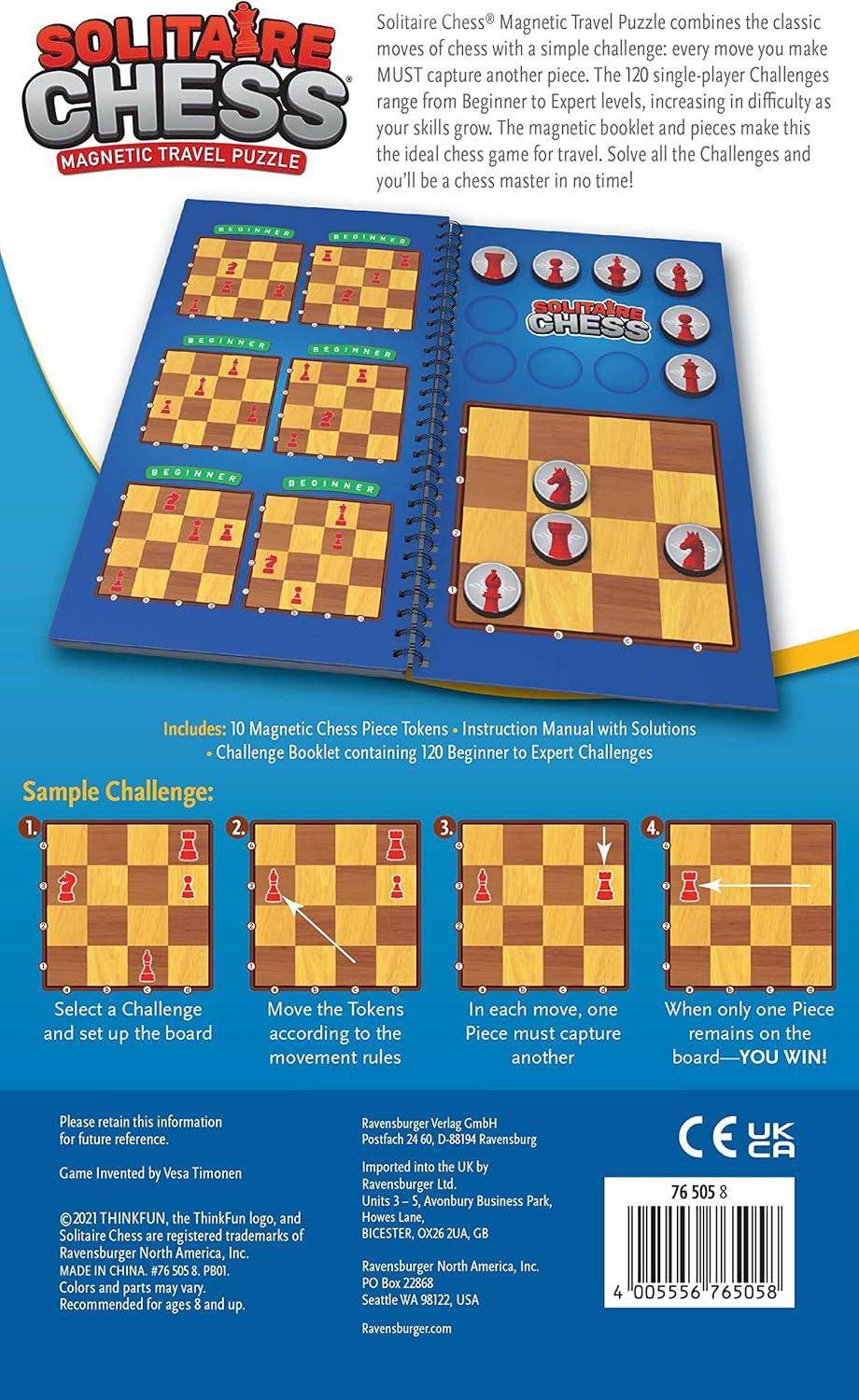 ThinkFun Solitaire Chess Magnetic Travel Puzzle – Engaging Logic Game & STEM Toy for Kids & Adults | Enhances Problem-Solving & Strategic Thinking | Ideal for Age 8 and Up | Travel-Friendly Design